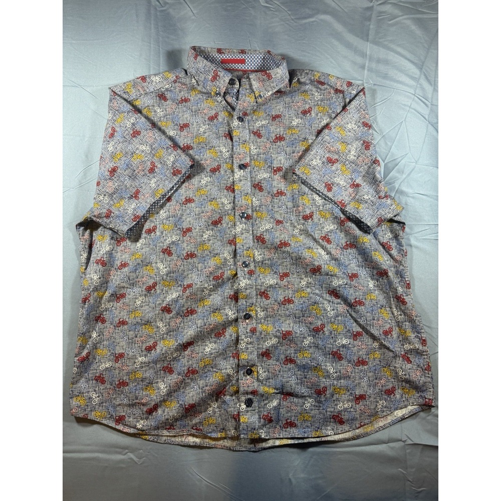 Johnston & Murphy Men's  Bicycle Print Short Sleeve Button Up Shirt Size XL